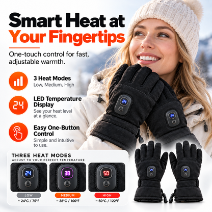 🔥 HeatCore™ Rechargeable Heated Gloves – 3-Mode Smart Heating & Touchscreen Winter Gloves