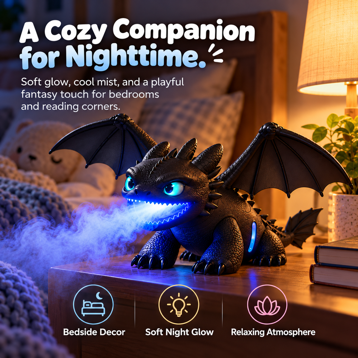 🐉✨ Little Mist Dragon Humidifier | Magical Glow & Cozy Vibes 💙