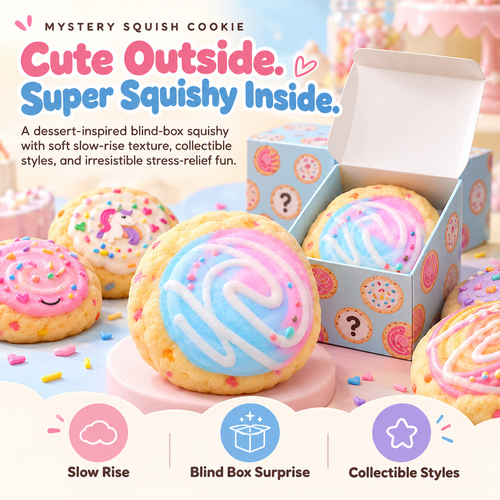 🍭 SquishMallow™ Mystery Cookie Blind Box – Kawaii Slow-Rising Squishy Toy with Sweet Surprise Collectibles