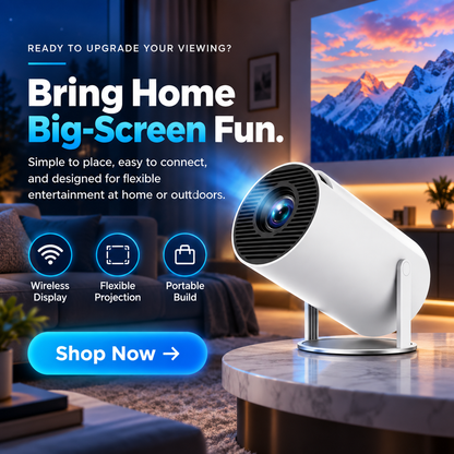 🎬 CineGo™ Mini Projector – Portable HD Home Theater Projector for Movies, Gaming & Outdoor Fun