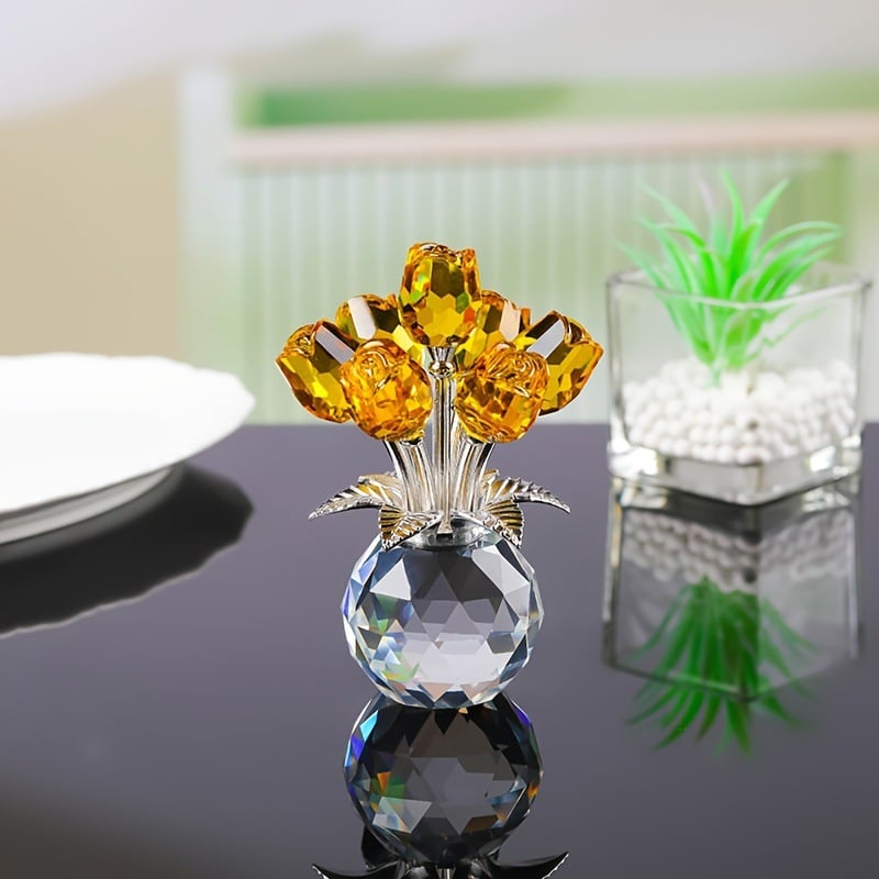 Golden faceted rose bouquet decoration