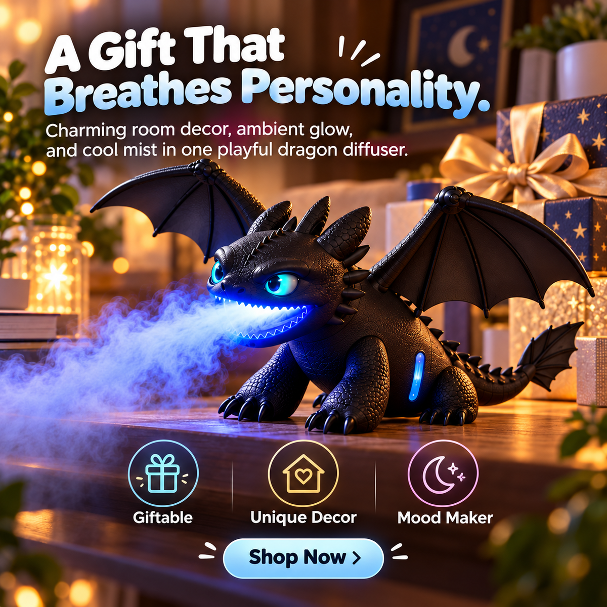 🐉✨ Little Mist Dragon Humidifier | Magical Glow & Cozy Vibes 💙