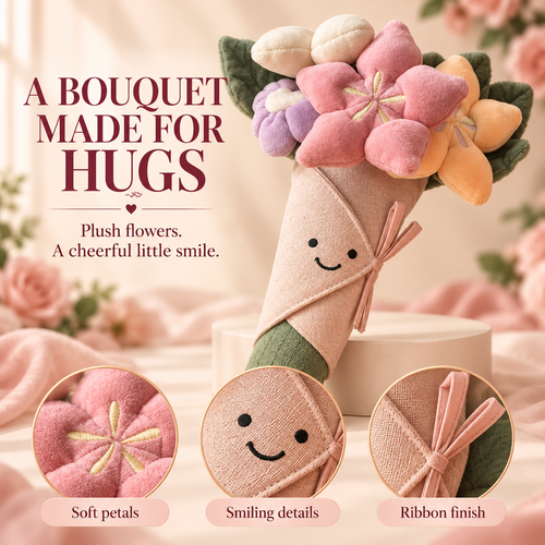 🌸 HugBloom™ Plush Flower Bouquet – Soft Smiling Flower Gift