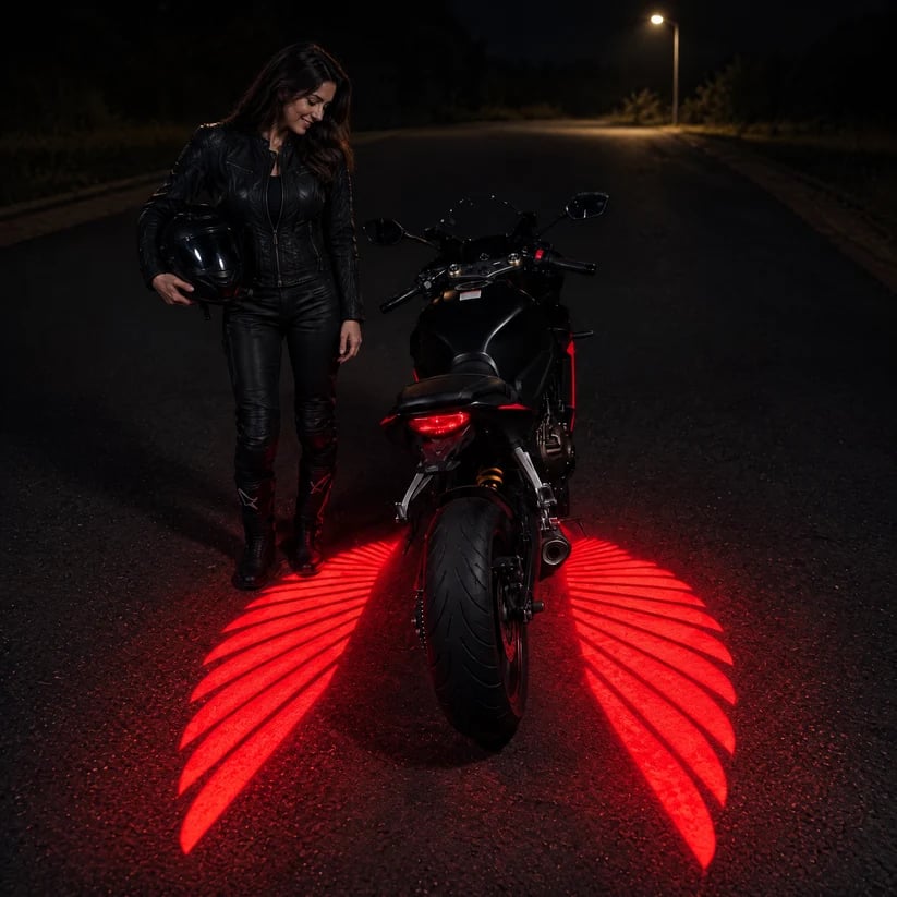 Racing Red angel wing motorcycle projector lights