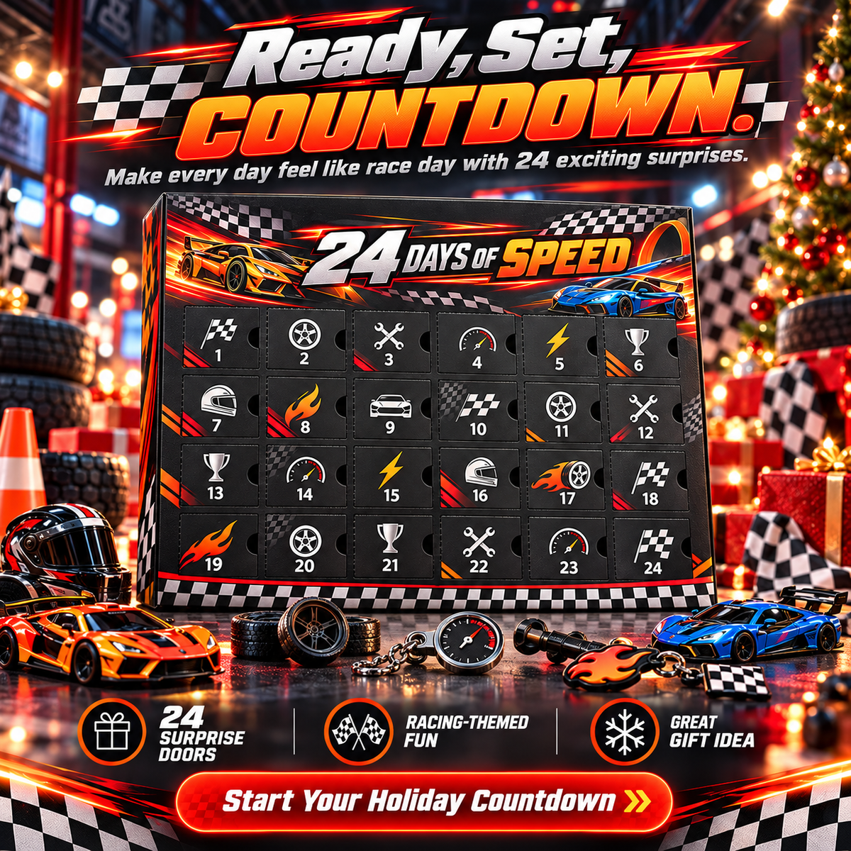 RaceRush 24 Days of Speed racing advent calendar ready set countdown