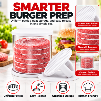 🍔 PattyPro™ Burger Press & Storage Set – Perfect Patties, Ready to Stack