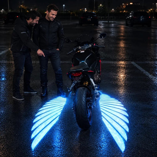 Cyber Blue angel wing motorcycle projector lights