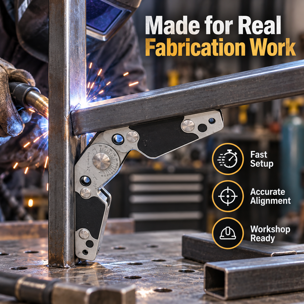 Adjustable Magnetic Welding Angle Holder, Heavy-Duty Multi-Angle Welding Positioner with Angle Gauge, Strong Magnetic Clamp for Metal Fabrication, Welding & Workshop Use