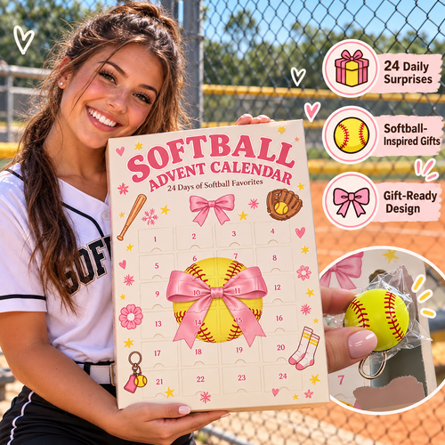 24-Day Softball Advent Calendar for Girls, Christmas Countdown Gift with Daily Softball-Themed Surprises, Fun Holiday Gift for Players, Teammates & Softball Lovers