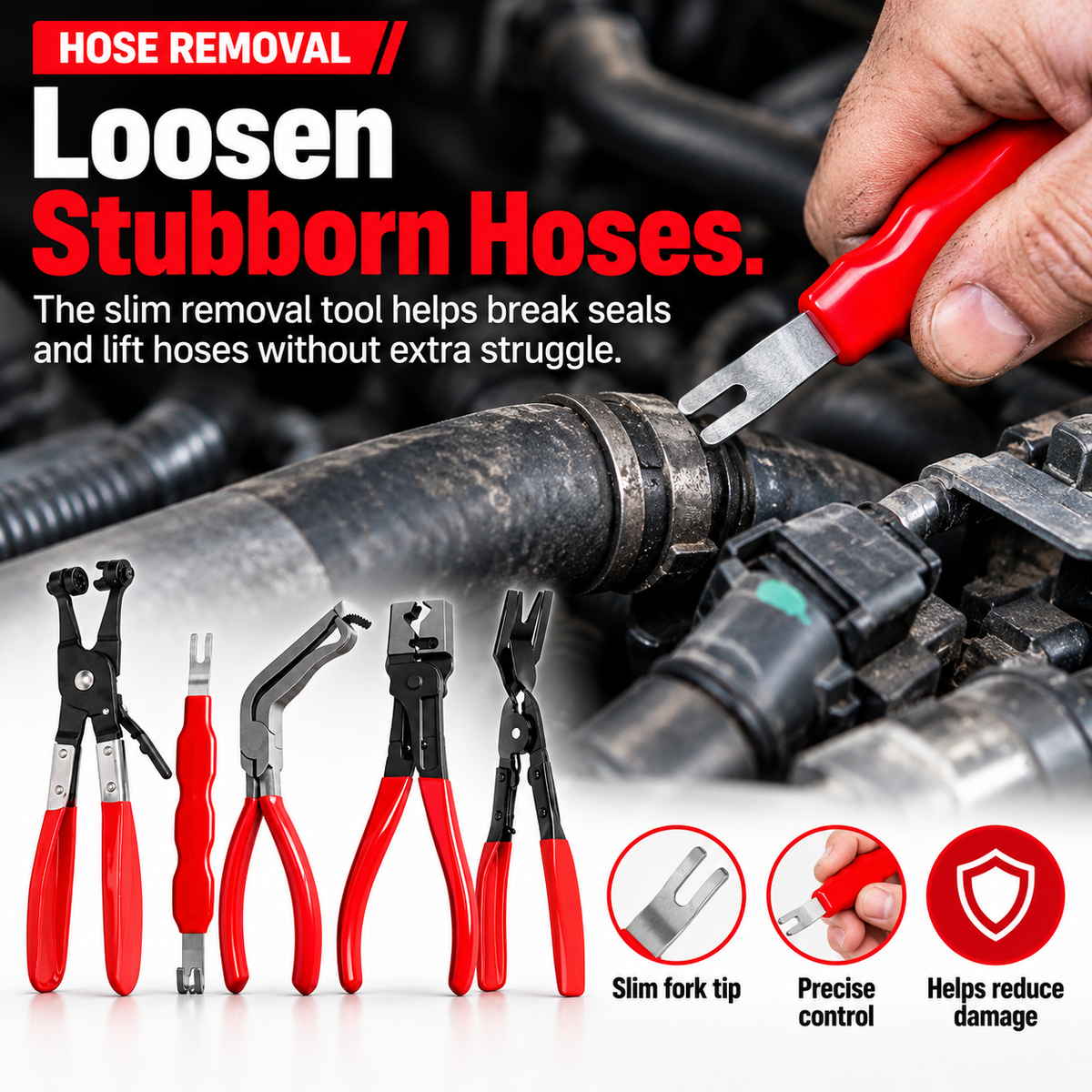 🔧 5-Piece Hose Clamp Pliers Set – Automotive Hose Clamp Removal Tool Kit