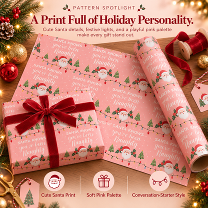 🎅 Pink Christmas Wrapping Paper – Funny Santa Holiday Gift Wrap 🎁