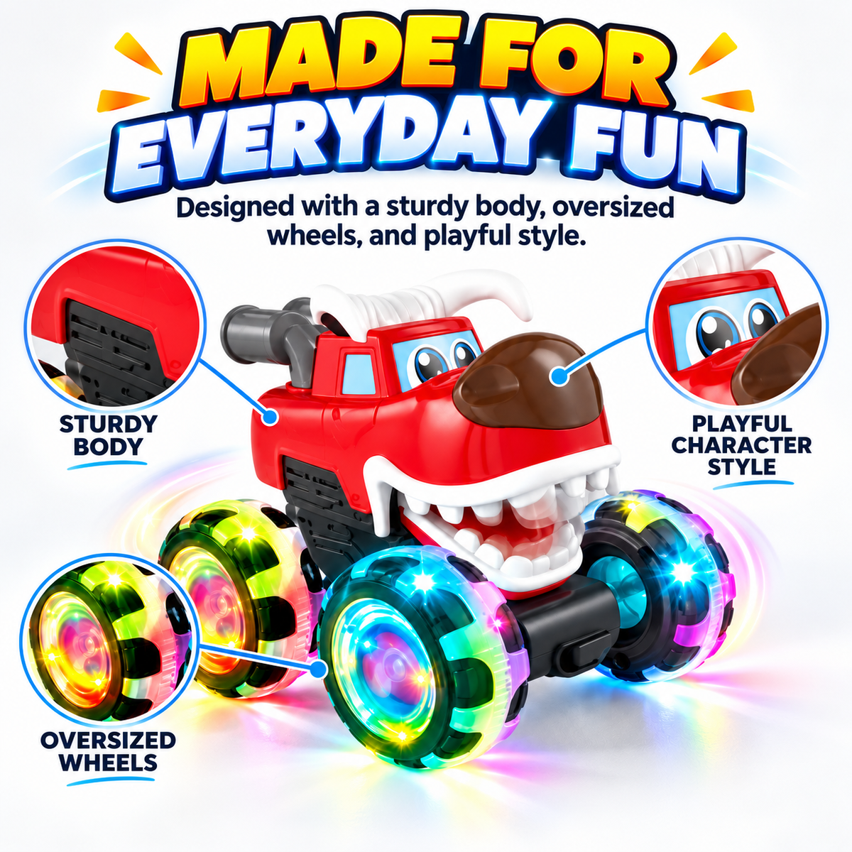 MegaBeast monster truck sturdy body oversized wheels and playful character details