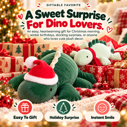🦖 DinoSnuggle™ Christmas Dinosaur Plush Duo – Soft & Cuddly Holiday Gift Set