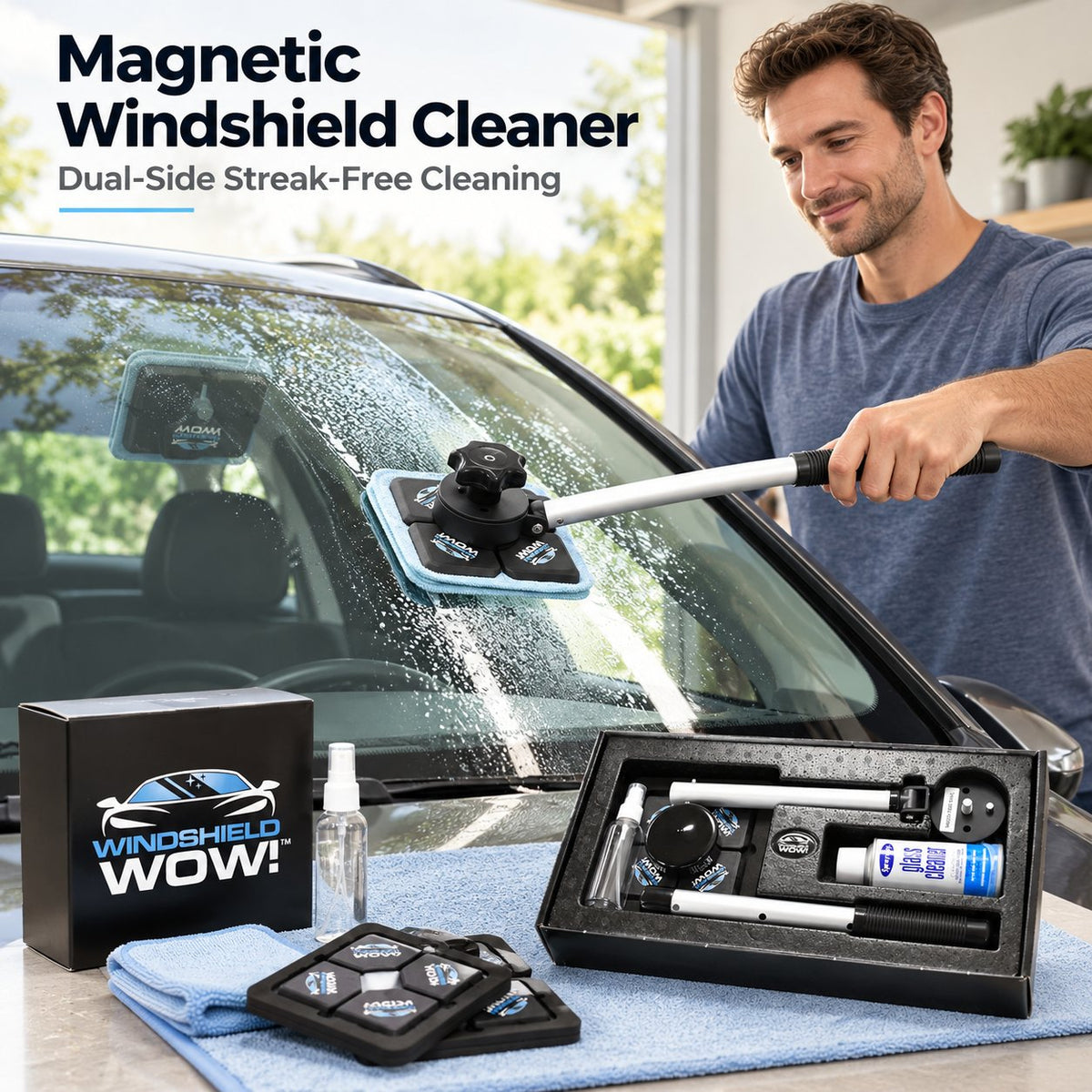 Dual Magnetic Windshield Cleaner Kit – Auto Glass Cleaning Tool