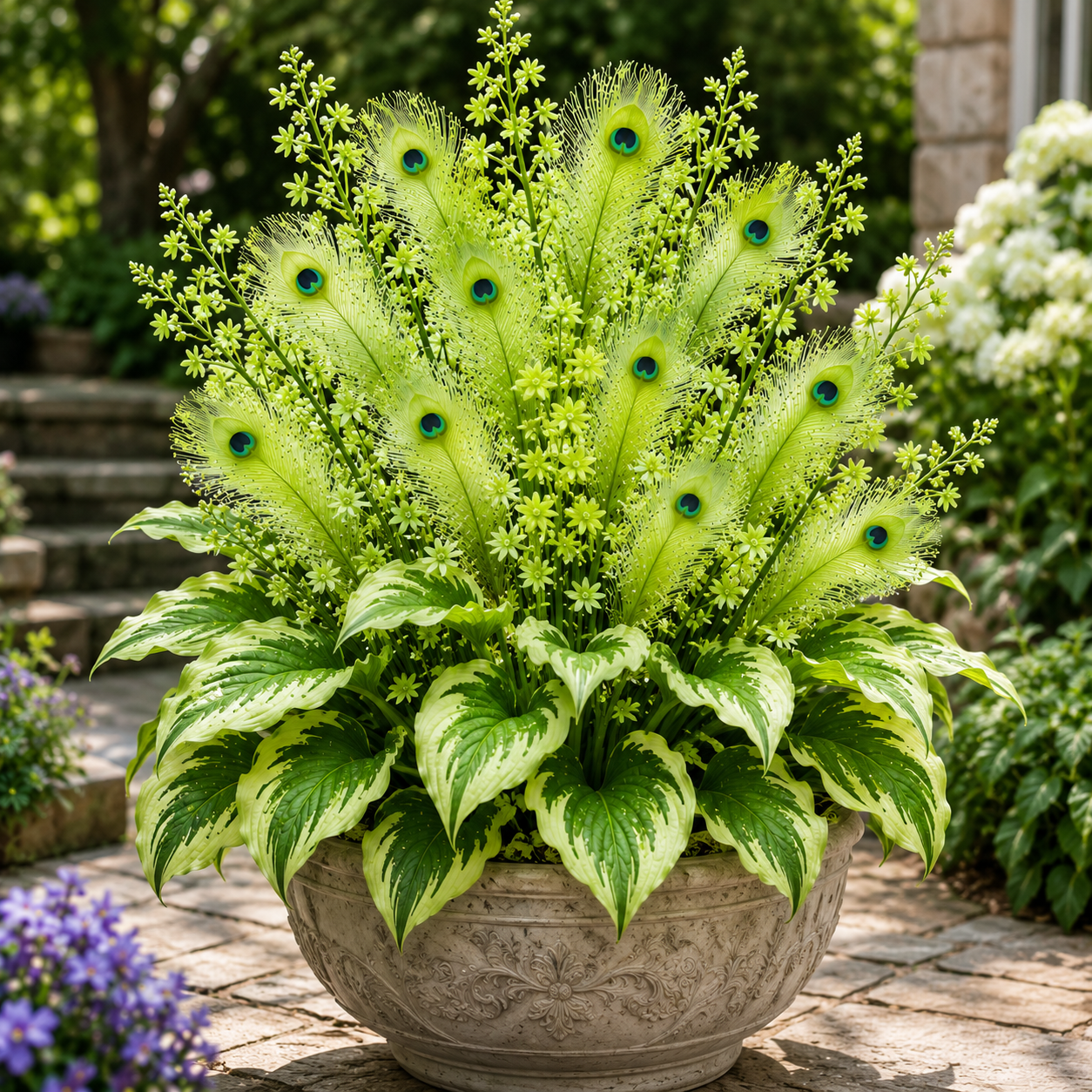 Decorative hosta plant color variation for container gardens
