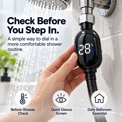 Digital Shower Thermometer with LED Display, Real-Time Water Temperature Monitor, Easy-Install Waterproof Shower Temperature Gauge for Bathroom