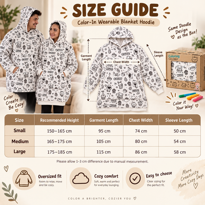 🎨 CozyCanvas™ Color-In Wearable Blanket Hoodie – DIY Coloring Comfort Blanket for Creative Cozy Moments