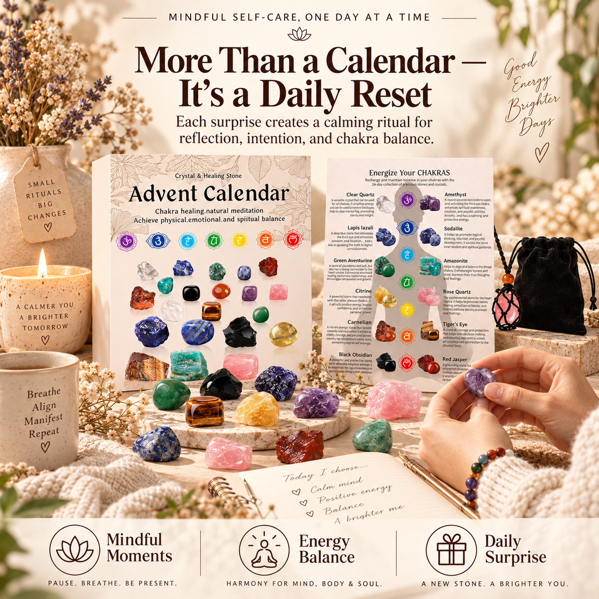 💜 MysticGems™ Crystal Countdown Calendar – Discover a New Stone Every Day