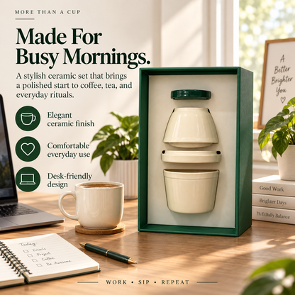 The Perfect Cozy Gift – Elegant Ceramic Coffee & Tea Cup Set with Gift Box, Stylish Stackable Drinkware for Home