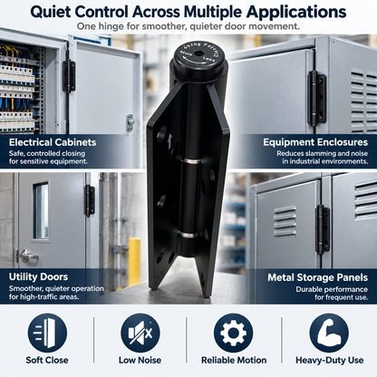 Adjustable Self-Closing Door Hinge – Heavy-Duty Lift-Off Hinge with Quiet Smooth Rotation, Adjustable Closing Force & Durable Black Finish