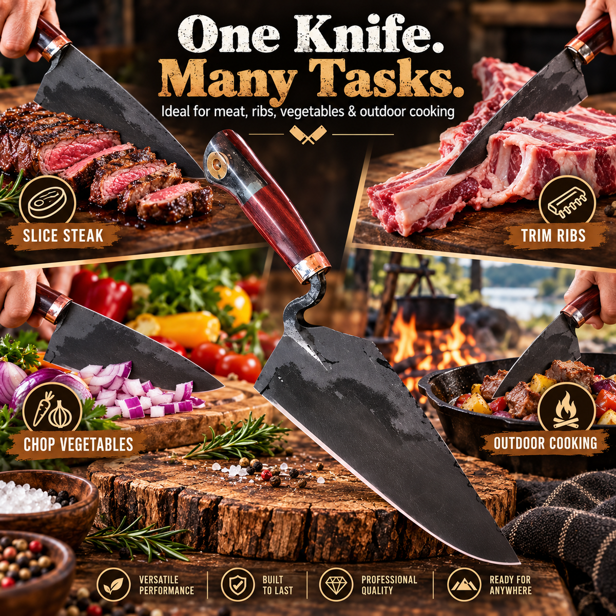 🔥 IronForge™ Hand-Forged Butcher Knife – Heavy-Duty Kitchen Cleaver
