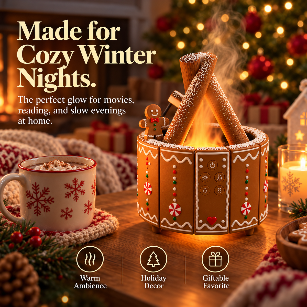 🎄✨ Gingerbread Campfire Diffuser | Cozy Holiday Glow 🔥