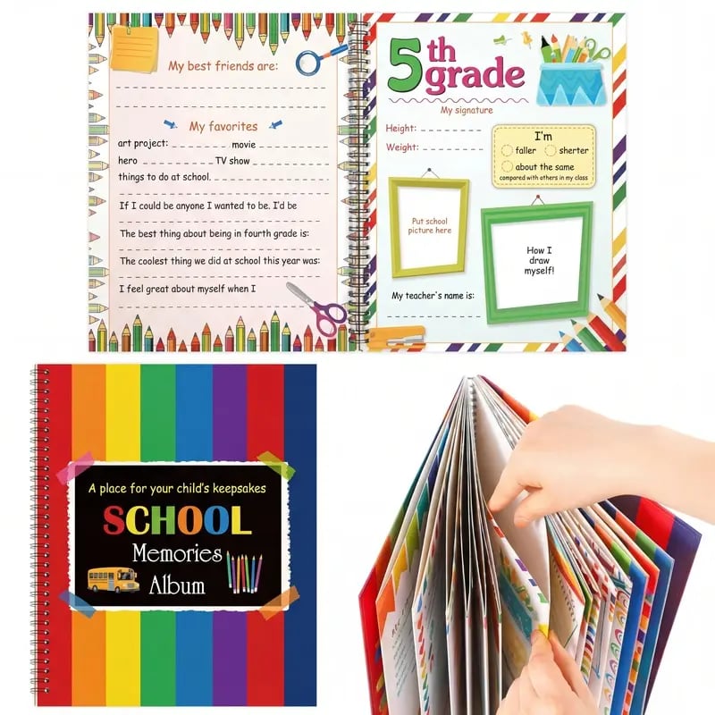 🔥HOT SALE🔥📚❤️School Memory Book - Preschool to 12th Grade Keepsake Album for Cherished School Photos & Childhood Memories