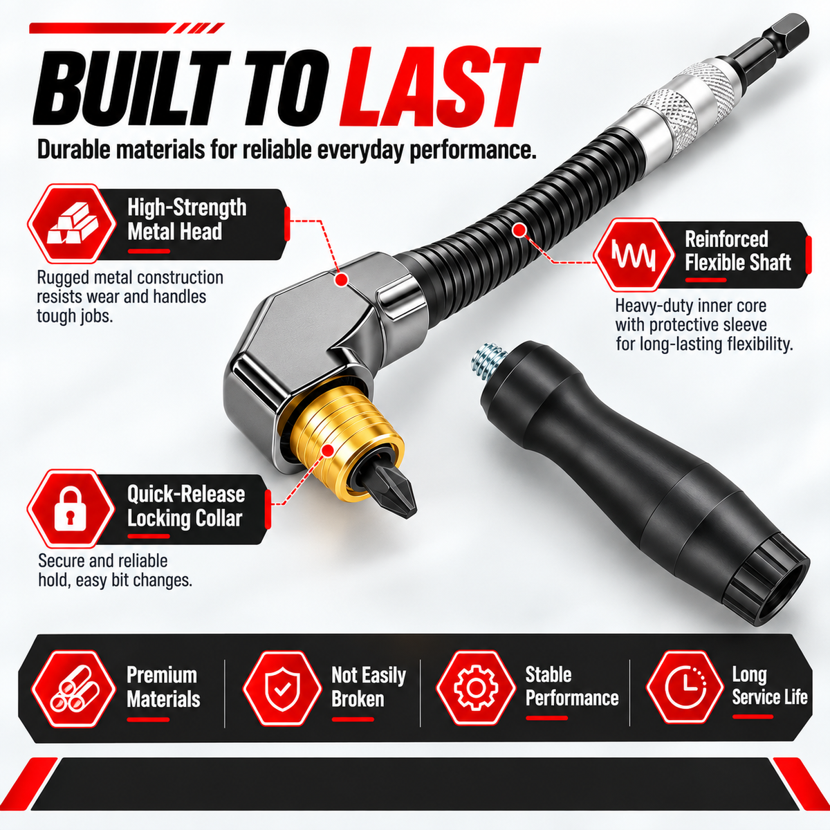 90-Degree Right Angle Drill Attachment, Swivel Corner Drill Adapter Tool for Confined Spaces, Heavy-Duty Electric Drill Extension for Furniture, Closets, and Woodworking