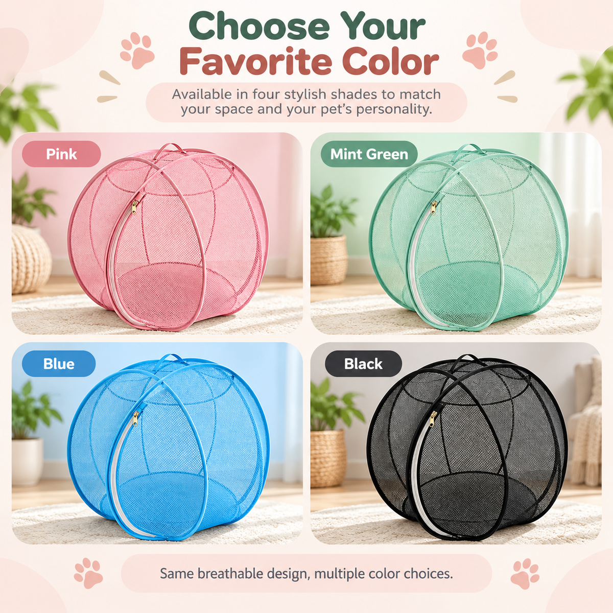 🐾 PetNest™ Portable Mesh Playpen – Foldable Indoor & Outdoor Tent for Small Pets