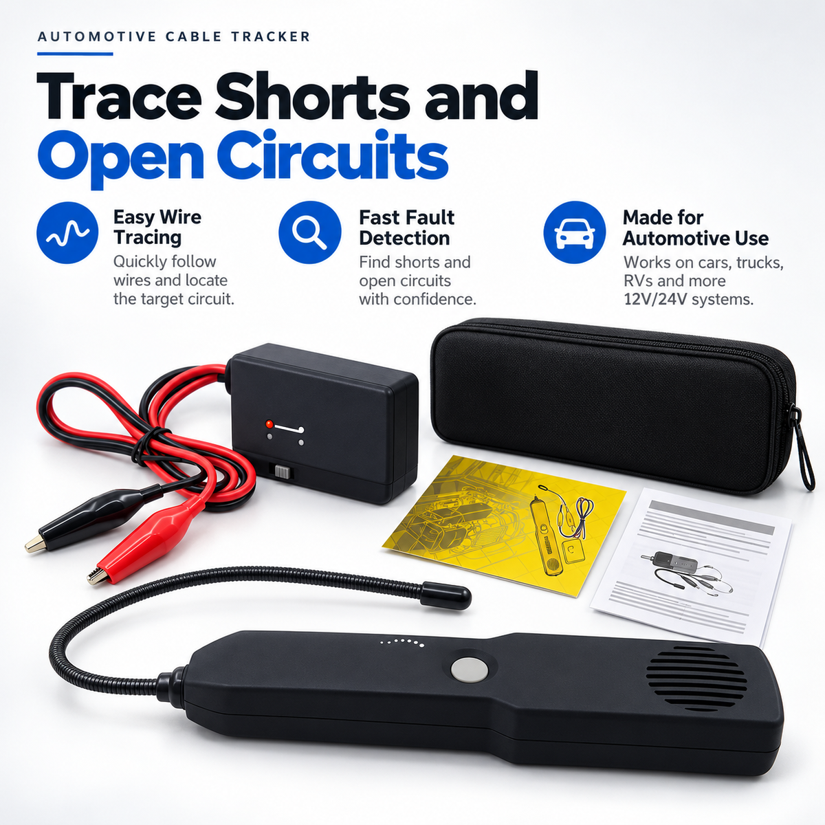 🔧 Automotive Wire Tracer & Circuit Tester – 12V/24V Short & Open Circuit Finder