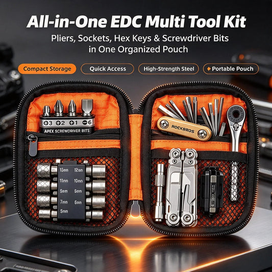 🔥HOT SALE🔥Portable EDC Repair Tool Kit, Multi-functional Hand Tool Set with Socket Wrench, Screwdriver Bits, Hex Keys & Multitool, Compact Zipper Storage Pouch