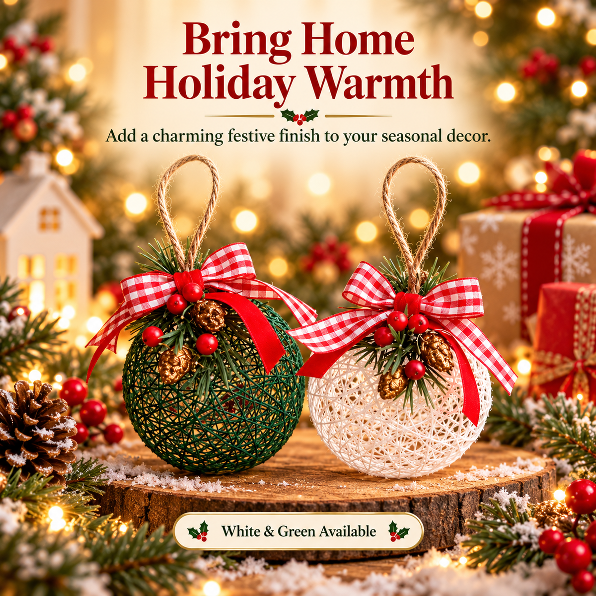 🎄 Festive Woven Christmas Ornaments – Cozy Holiday Charm ✨