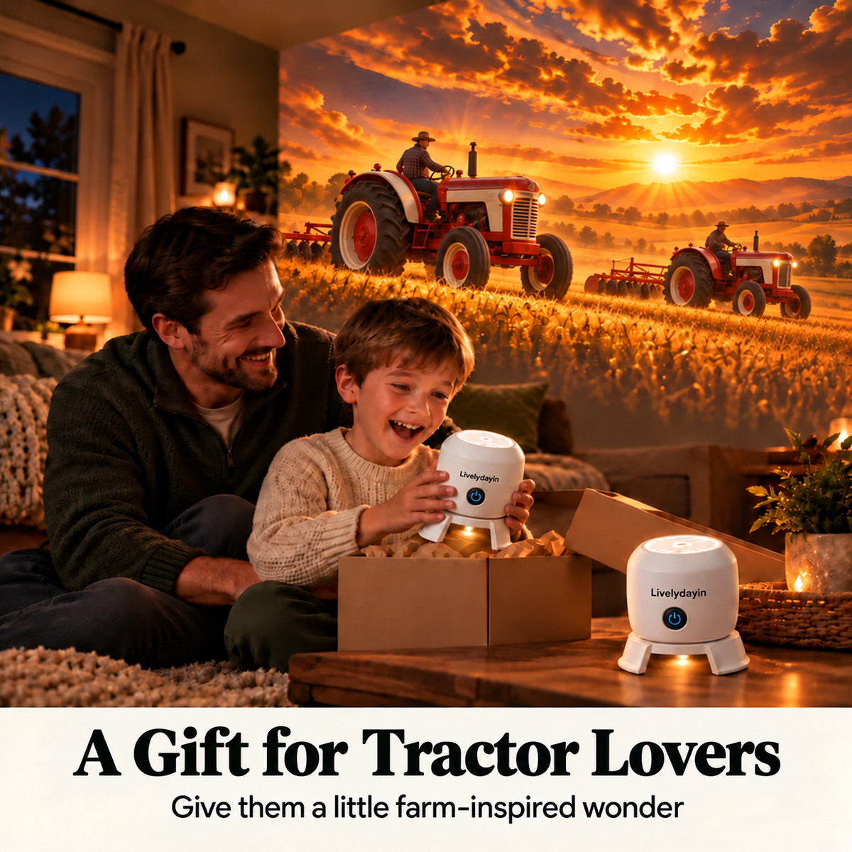 🚜 Tractor Farm Projector | Cozy Room Glow