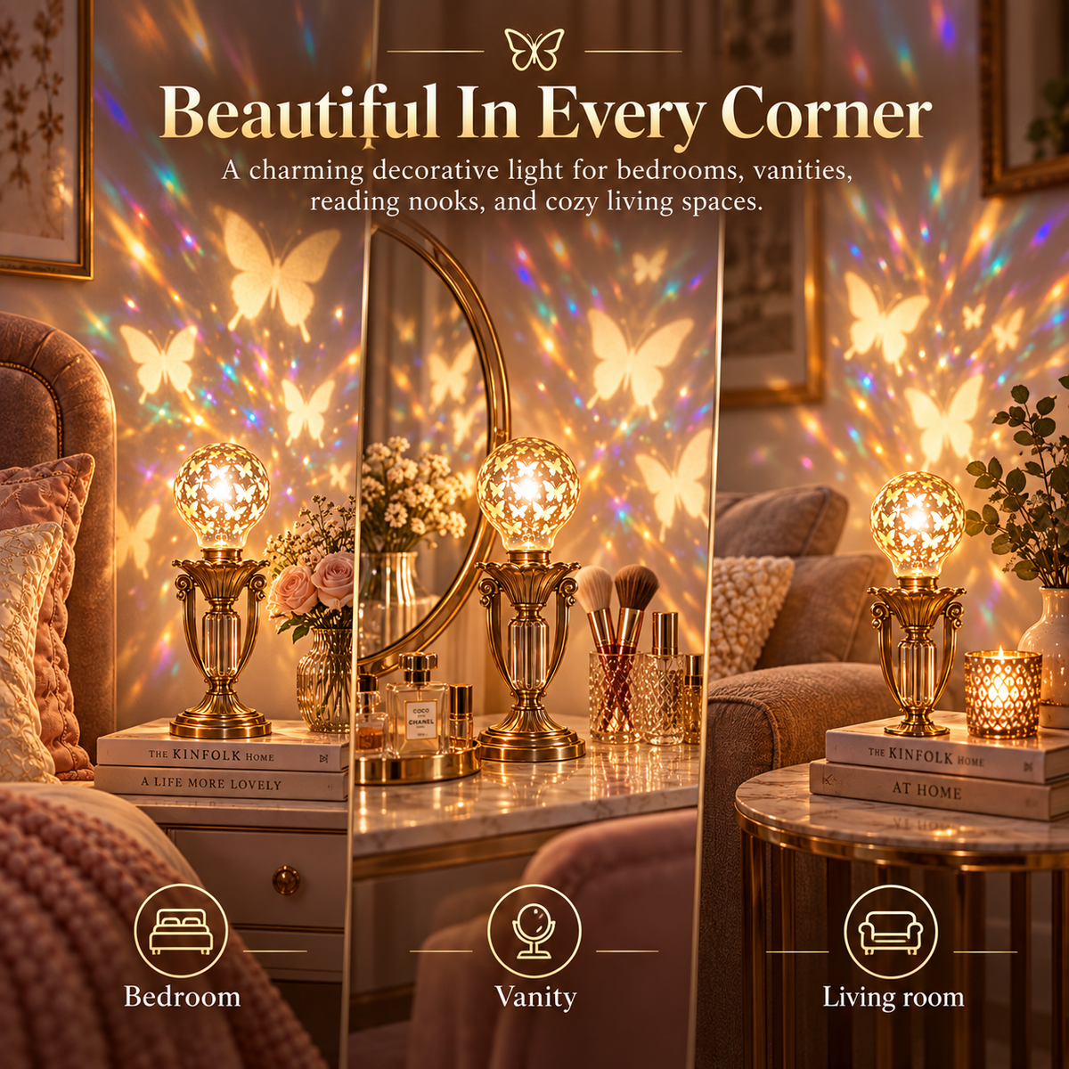 🦋 ButterflyGlow™ Projection Bulb – Dreamy Wall Art Light for Elegant Home Ambience