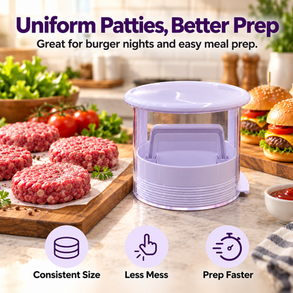 Mini Hamburger Patty Press, Easy Manual Burger Maker for Uniform Patties & Quick Kitchen Prep