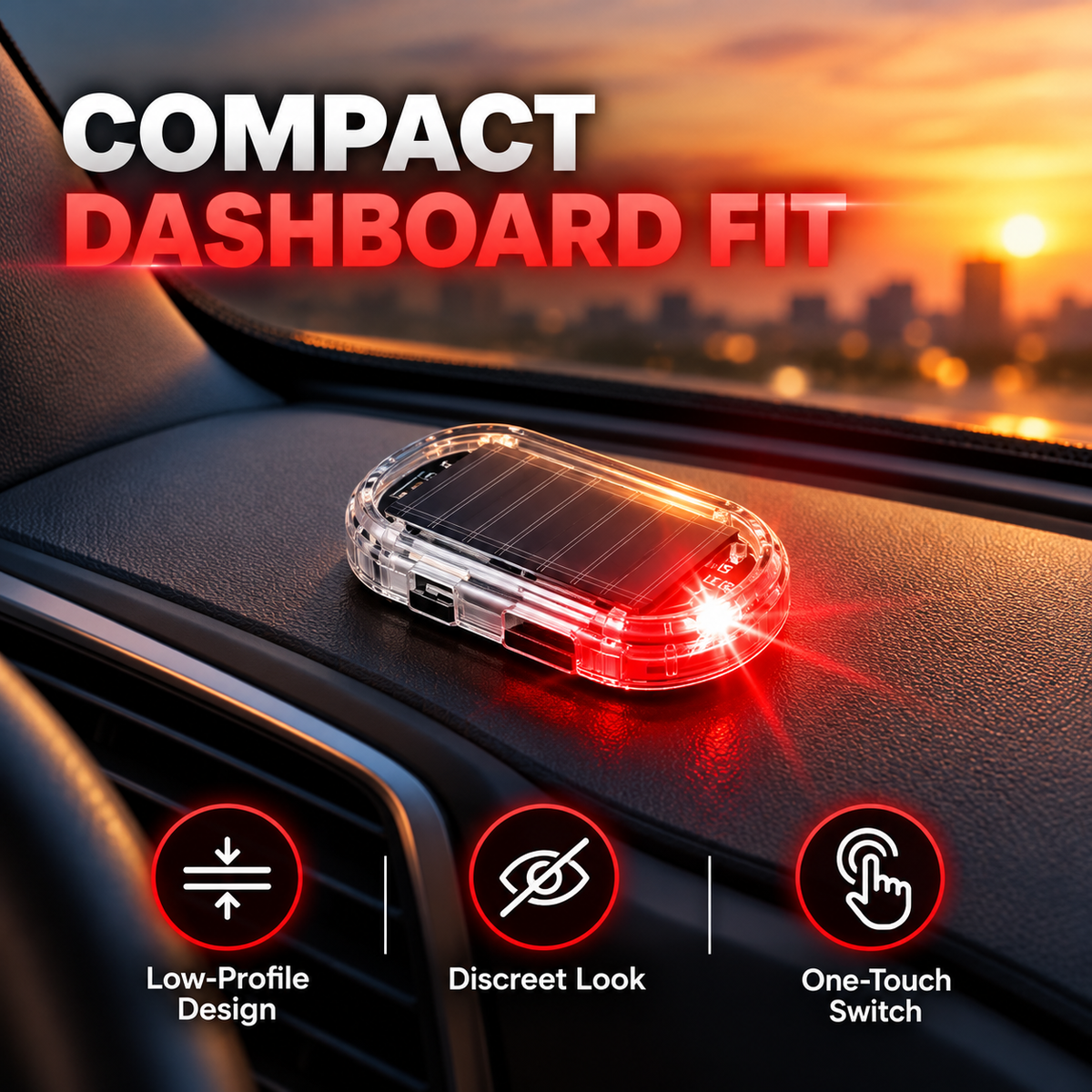 Solar Anti-Theft Warning Light – Smart Car Security LED Alarm Deterrent Device