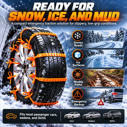❄️ IceGrip™ Emergency Snow Traction Straps – Quick-Install Tire Grip for Snow & Ice