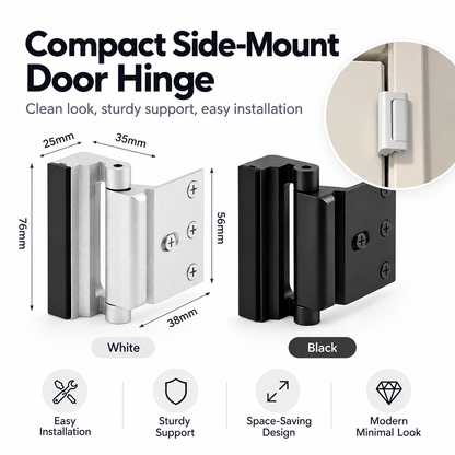 SlimPro™ Compact Side-Mount Door Hinge, Modern Minimalist Cabinet & Door Hardware, Space-Saving Design, Easy Installation Pivot Hinge