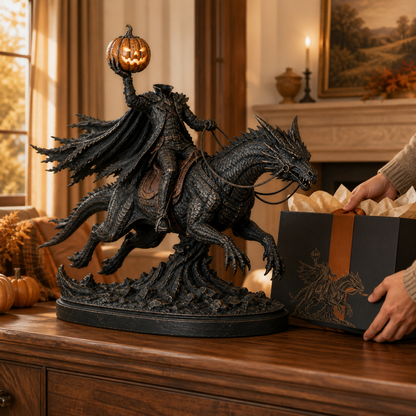 Gothic Headless Horseman dragon figurine collectible view