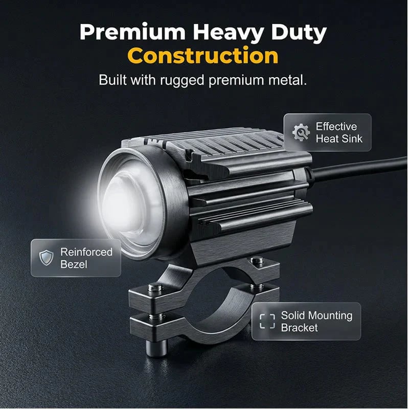 💯⏰Universal Motorcycle LED Spotlight Dual Color Auxiliary Driving Light