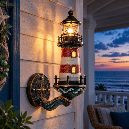 Vintage coastal lighthouse wall light detail view 7