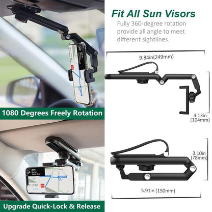 📱 1080° Visor Phone Holder – Rotate, Extend & Fold