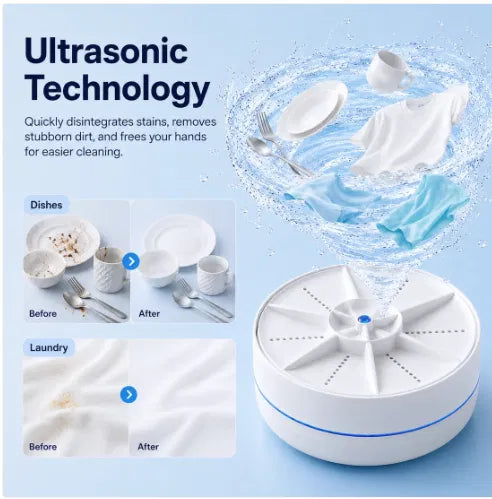 Portable Ultrasonic Washer for Dishes & Laundry