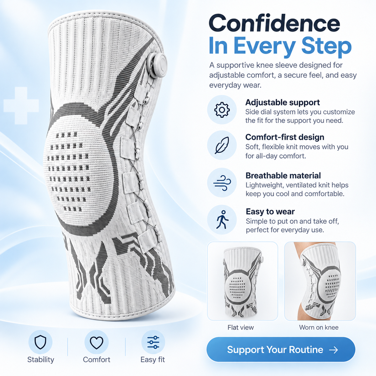 🦵 FlexGuard™ Adjustable Knee Support – Smart Compression Brace for Active Movement & Daily Comfort