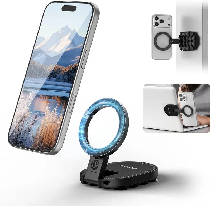 📱 Magnetic Suction Cup Phone Mount: Versatile Desktop Stand & Wall-Mounted Holder – Strong Magnetic Grip for Smartphones – Ideal for Glass, Mirrors & Smooth Surfaces