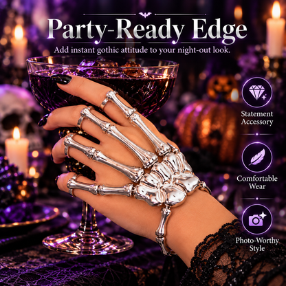 🖤 BoneGlam™ Gothic Skeleton Hand Ring – Halloween Statement Jewelry