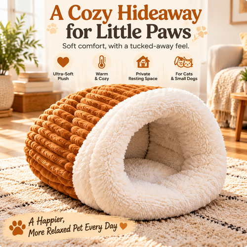 🐾 CozyNest Plush Pet Bed – Ultra-Cozy Cave Hideaway for Dogs & Cats 💤