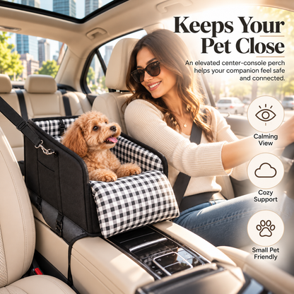 🐶 PawNest™ Center Console Dog Car Seat – Cozy Booster Seat for Small Dogs