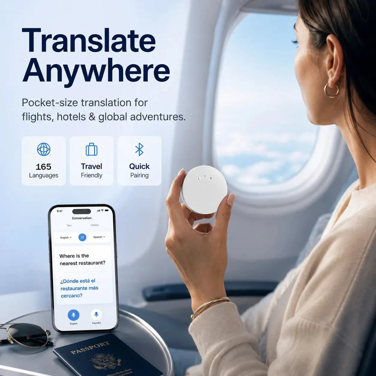 🌍 LinguaGo™ AI Pocket Translator – Real-Time Voice Translation Device for 165+ Languages