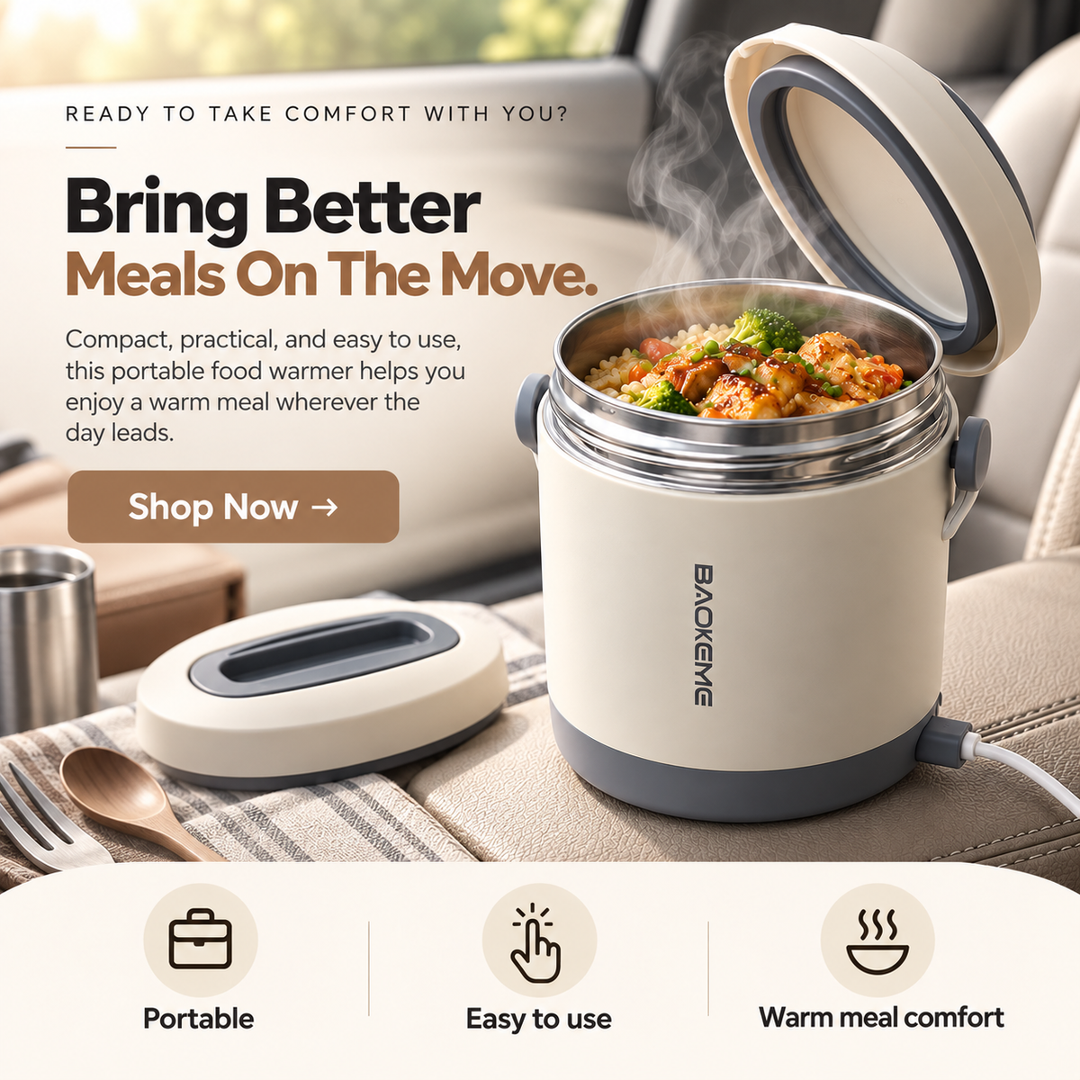 🔥 HeatMate™ Portable Food Warmer – Electric Heated Lunch Box for Hot Meals Anywhere